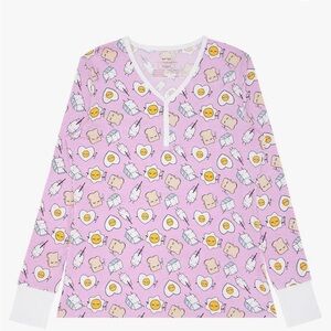 NWT little sleepies Pink Breakfast Buddies women Pajama Top size S